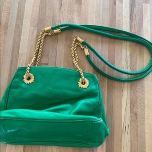 (Escada) vintage emerald green and gold handbag